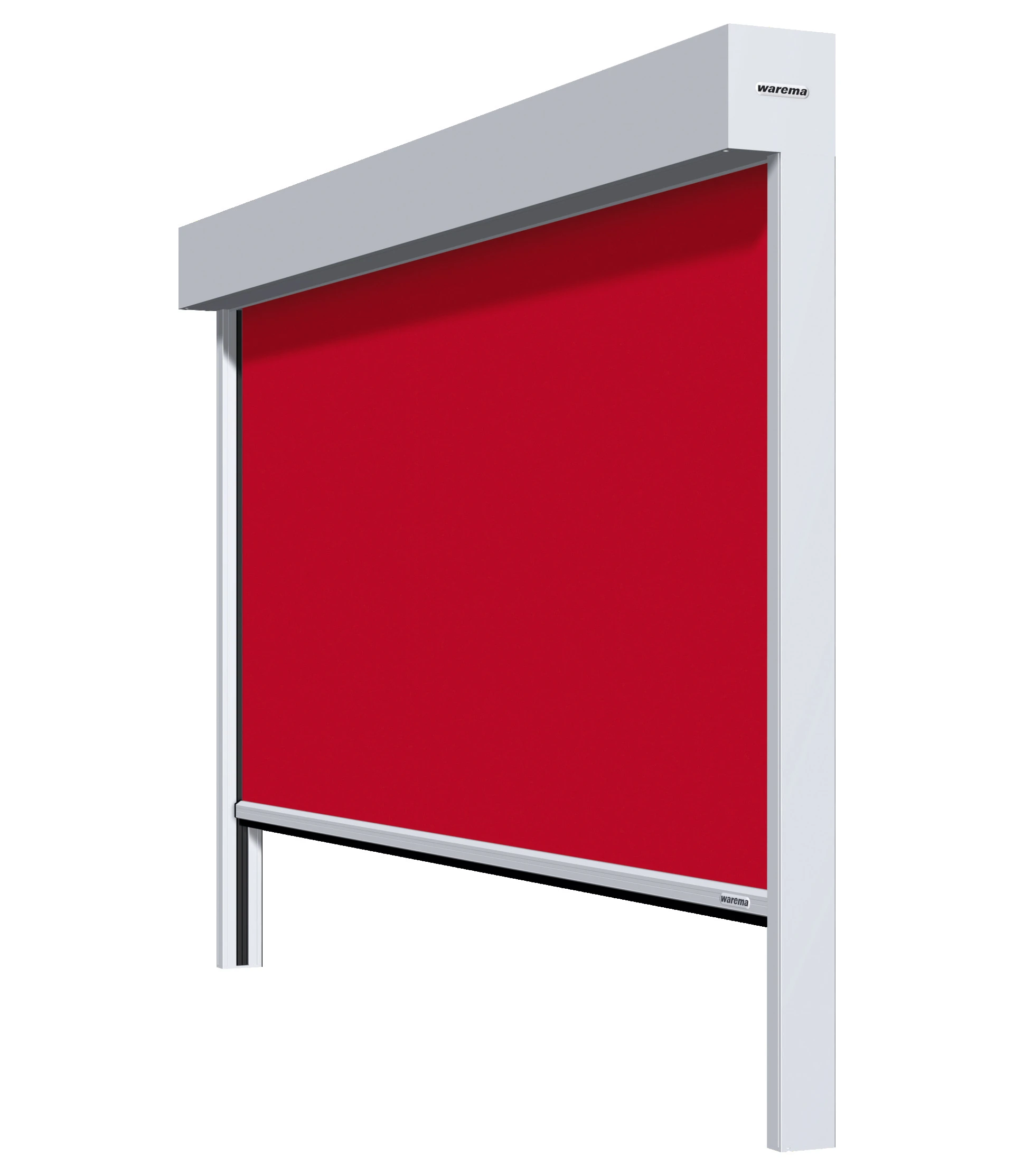 Roter Sonnenschutz von Warema mit weißem Rahmen