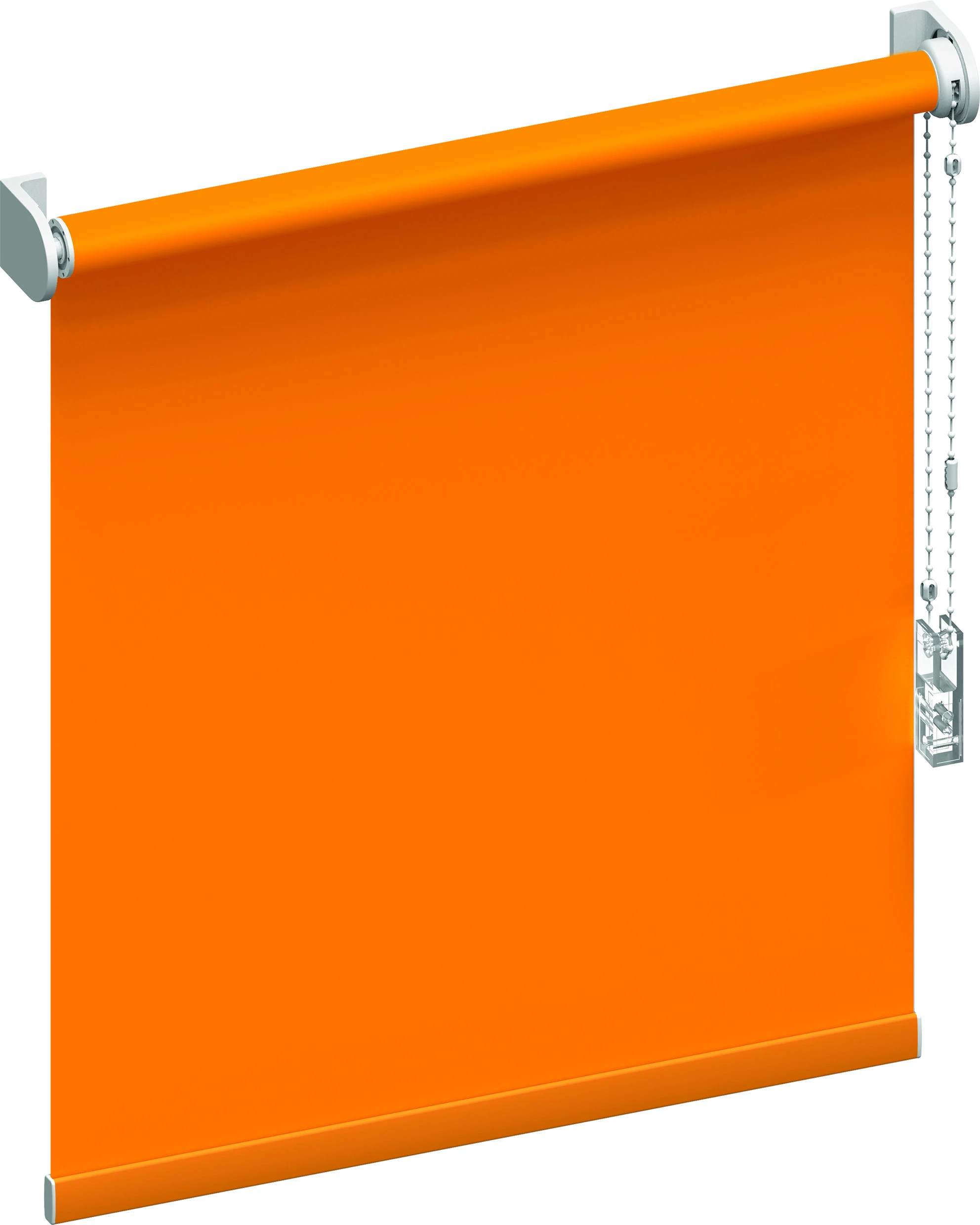 Gelber Rollo ohne Kassette mit Bedienung über Schnur