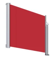Rote Seitenmarkise mit Aluminiumrahmen