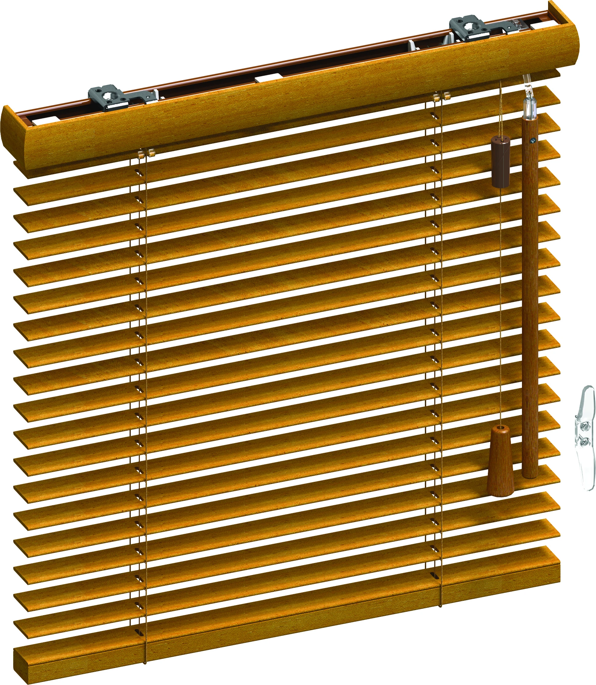 Holz- und Bambus-Jalousien mit Schnur und Wendestab für die Lamellen